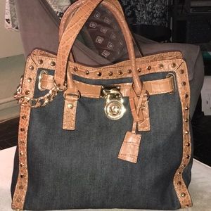 MK denim tote bag